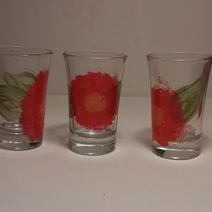 Set of 3 hand painted 1 oz. Shot glasses